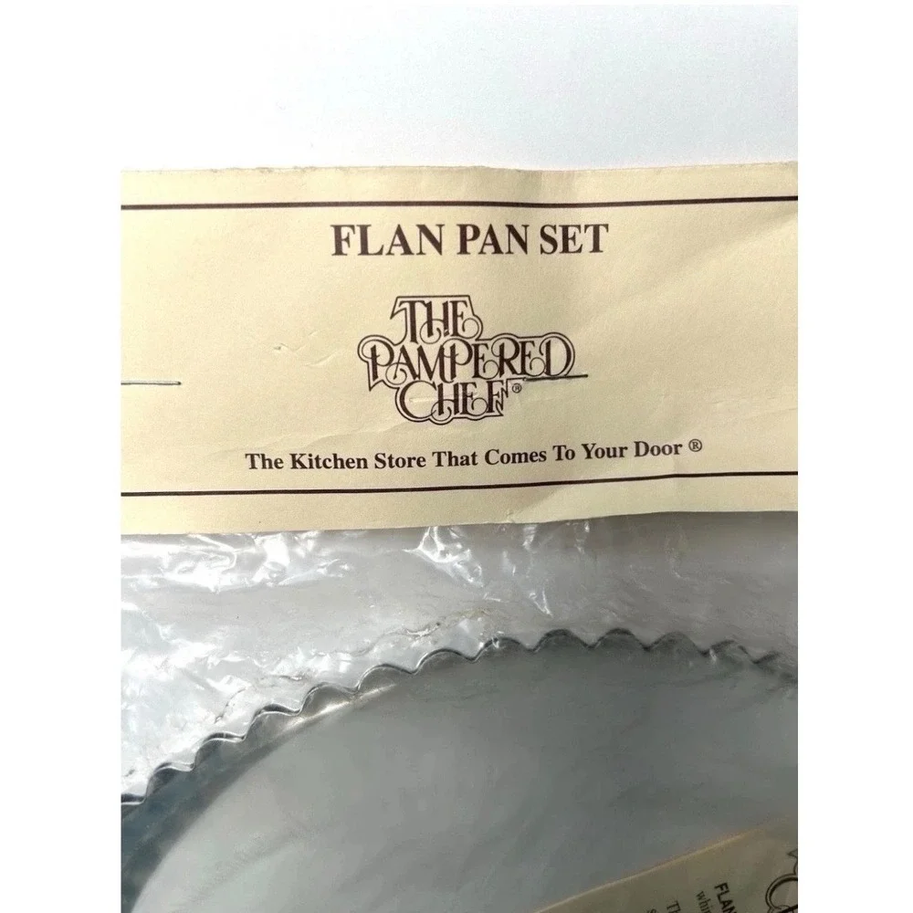Pampered Chef Flan Pan Set 2 10 Inch Tinned Steel Pans Vintage 4425 NIP
